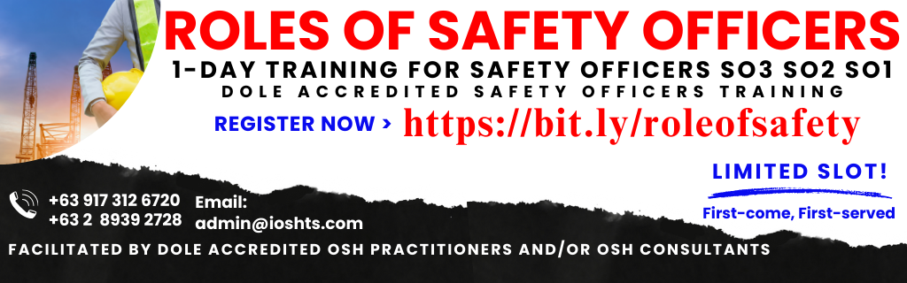 Roles of Safety Officers in the Workplace DOLE Accredited Training Online to be an effective Safety Officer's Enrollment Cover